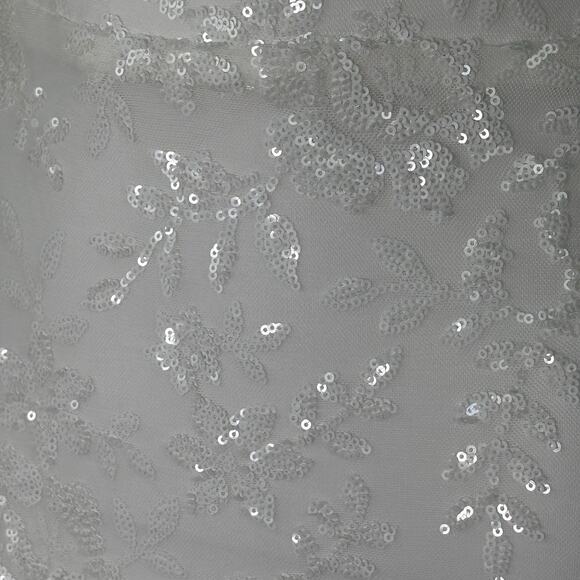 Lovesome Lace-Up Sequin Slip Dress Gown Prom Homecoming Wedding White Sz S - Picture 8 of 11